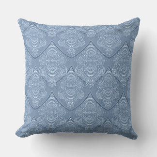 Coussin Motif de plume Art Nouveau en bleu poussiéreux