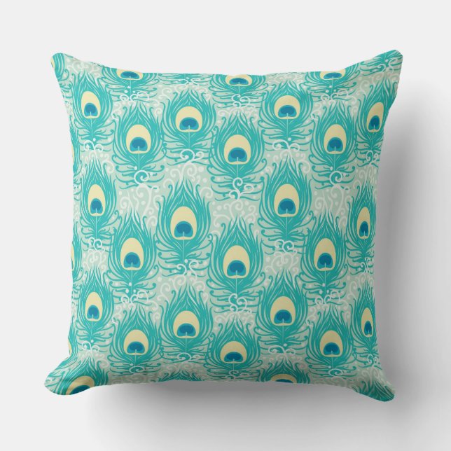 Coussin Motif de plumes de paon (Recto)