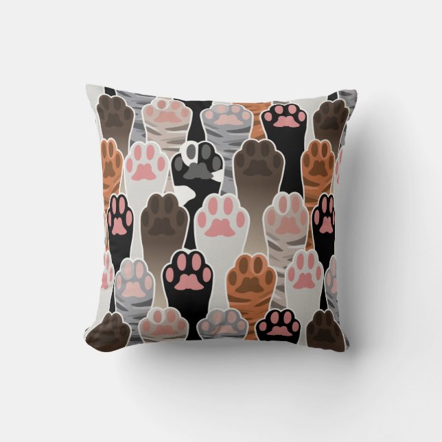 Coussin Motif de plusieurs pattes de chat (Recto)