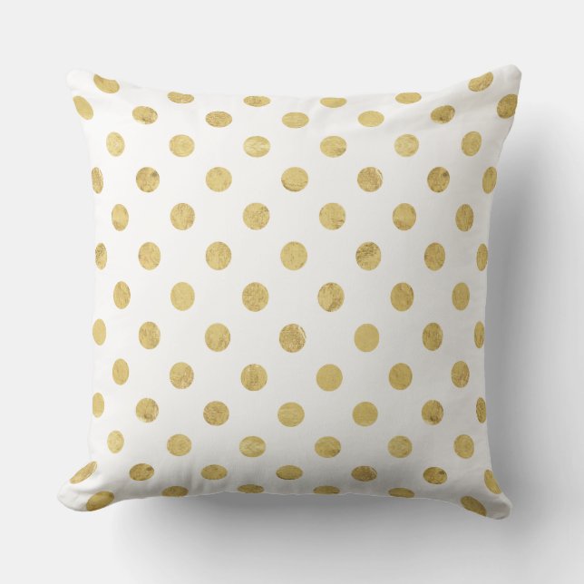 Coussin Motif de point élégant de polka de feuille d'or - (Recto)