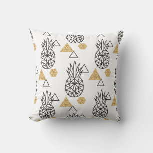 Coussin Motif de points d'or géométriques à ananas.