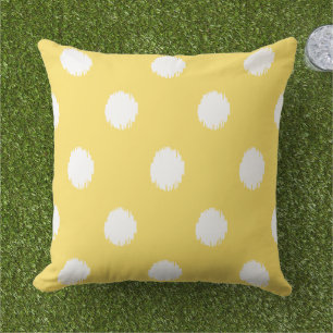 Coussin Motif de points Ikat Jaune Moderne