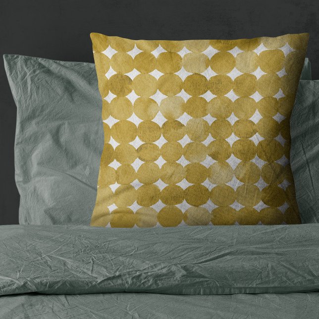 Coussin Motif de points jaune aquarelle tendance (Créateur téléchargé)
