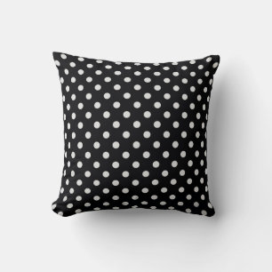 Coussin Motif de points Polka noir et blanc
