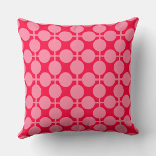 Coussin Motif de pois monochrome rétro rose rouge