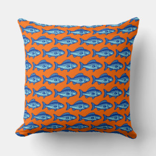Coussin Motif de poisson - bleu marine et bleu glace sur o