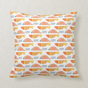 Coussin Motif de poissons de natation d'art populaire