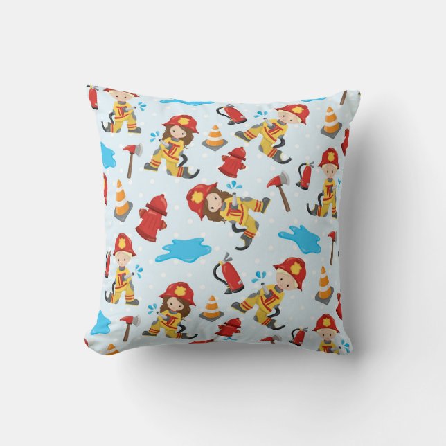Coussin Motif de pompier Enfants avec équipement (Recto)