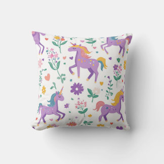 Coussin Motif de puissance de fille violet Whimsical