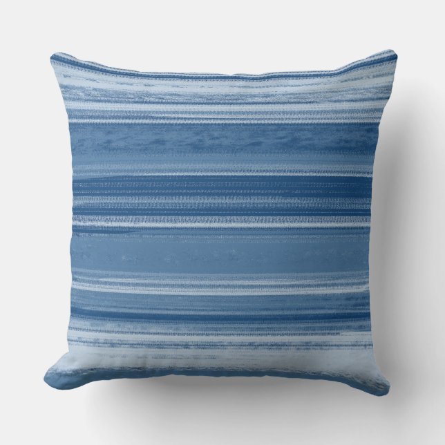 Coussin Motif de rayure abstraite texturée bleue (Recto)