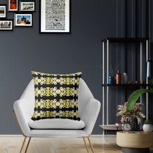 Coussin Motif de rayure ornementale jaune doré sans coutur