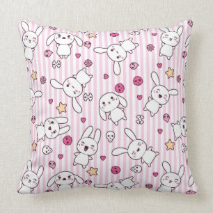 Coussin motif de rayures de kawaii