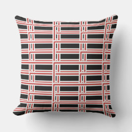 Coussin Motif de rectangle rouge et blanc à verrouillage e