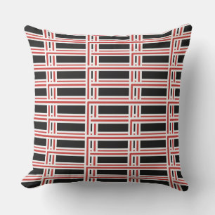 Coussin Motif de rectangle rouge et blanc à verrouillage e