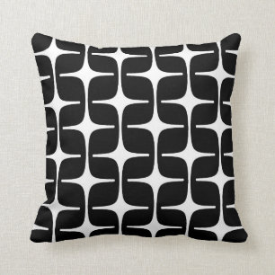 Coussin Motif de rectangles de mod en noir et blanc