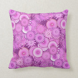 Coussin Motif de remous de fractale, nuances de prune et