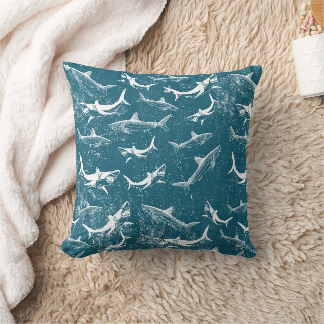 Coussin Motif de requins bleus en détresse (Couverture)