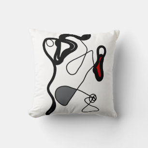 Coussin Motif de rétention : Abstrait noir, blanc, gris et
