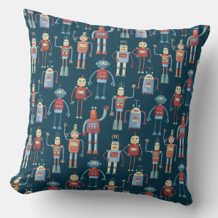 Coussin Motif de robot sombre