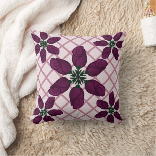Coussin Motif de rose violette foncée — Florale élégante d
