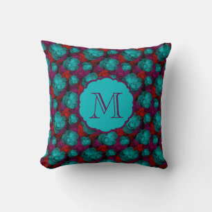 Coussin Motif de roses gras funky Monogramme