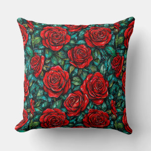 Coussin Motif de roses rouges