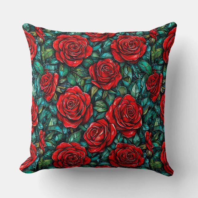 Coussin Motif de roses rouges (Recto)