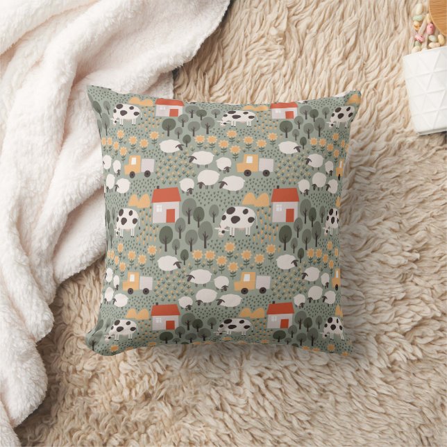Coussin Motif de scène de ferme mignonne (Couverture)