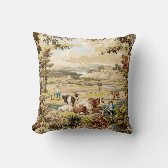 Coussin Motif de scène de la ferme pastorale de l'époque v (Recto)