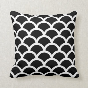 Coussin Motif de sirène à l'échelle de poisson noir et 