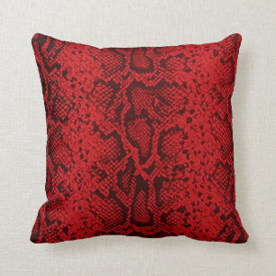 Coussin Motif de Snakeskin exotique rouge rubis