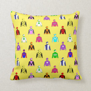 Coussin Motif de soie de jockey hippique sur Jaune
