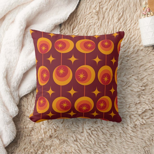 Coussin Motif de Starbursts du milieu du siècle sur les ce (Couverture)