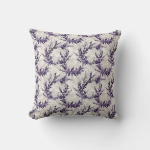 Coussin Motif de style aquarelle de lavande rustique