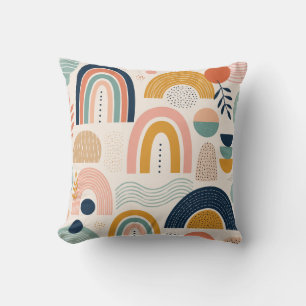 Coussin Motif de surface abstrait en arc de prisme pastel