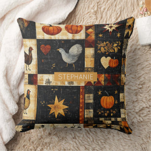 Coussin Motif de surface composée d'art populaire primitif