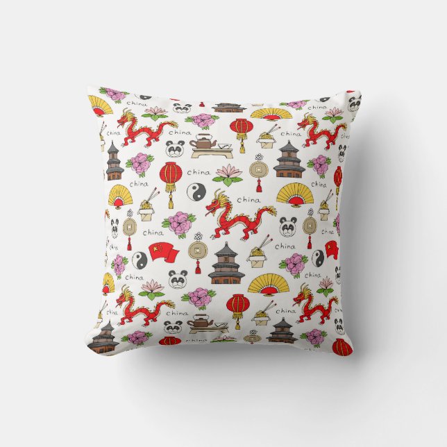 Coussin Motif de symboles de la Chine (Recto)