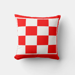 Coussin motif de tableau à chèques rouge et blanc