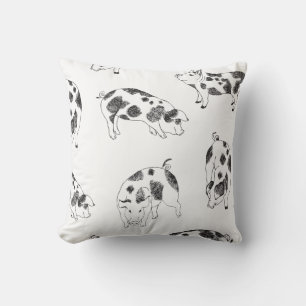 Coussin Motif de taches de vache en noir et blanc dessiné