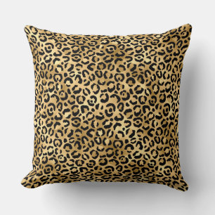 Coussin Motif de taches Leopard Gold et Black Foil élégant