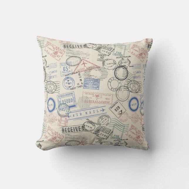 Coussin Motif de timbres-poste du monde (Recto)