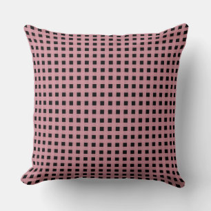 Coussin Motif de tissage noir rose