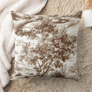 Coussin Motif de toile de ferme sépia rustique citrouille