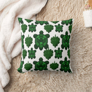 Coussin Motif de tortue mignonne et de feuilles