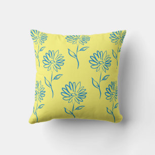 Coussin Motif de tournesol bleu
