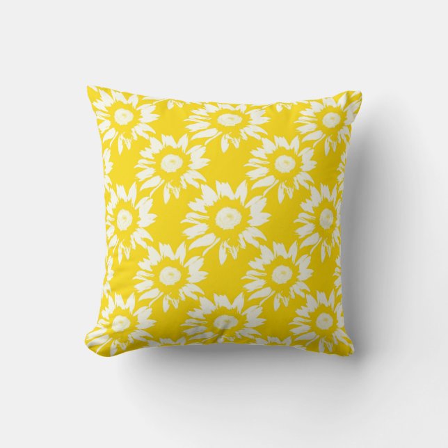 Coussin Motif de tournesol jaune et blanc (Recto)