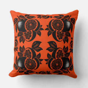 Coussin Motif de tranche d'orange rétro