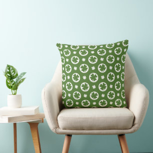 Coussin Motif de trèfle à quatre feuilles vert