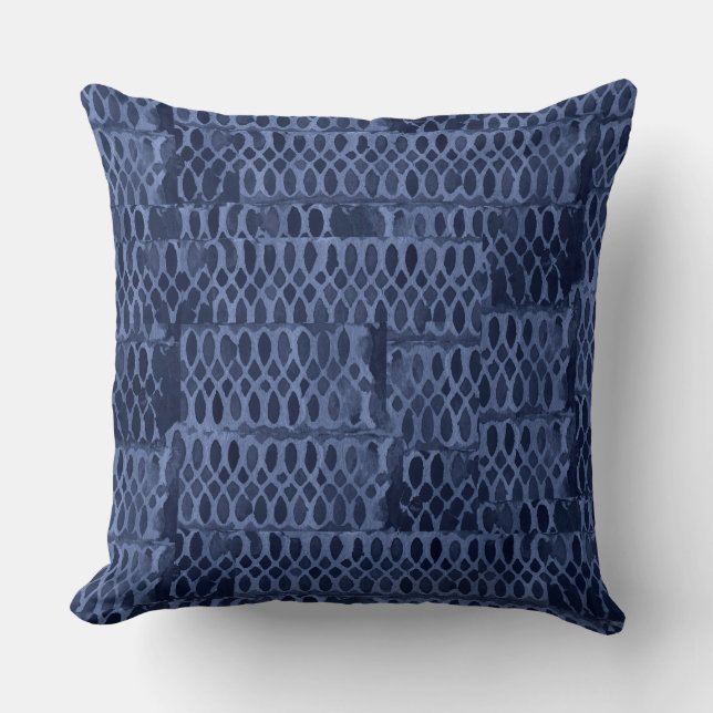 Coussin Motif de treillis abstrait de la marine (Recto)