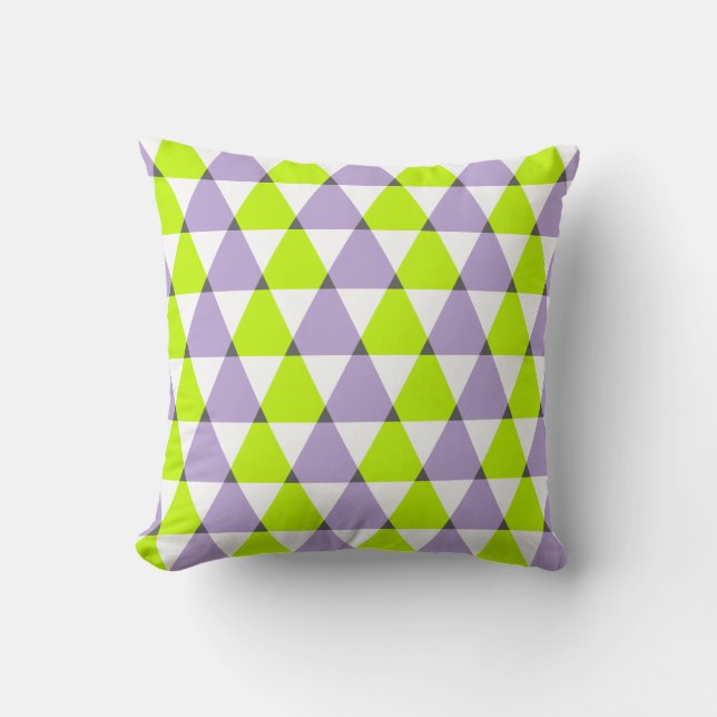 Coussin Motif de triangles vert géométrique moderne violet (Recto)